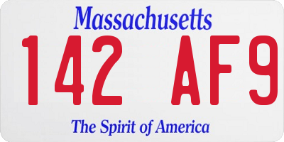 MA license plate 142AF9