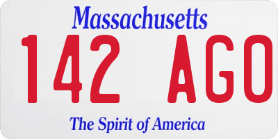 MA license plate 142AG0
