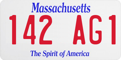 MA license plate 142AG1