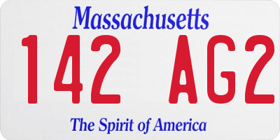MA license plate 142AG2
