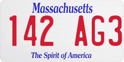 MA license plate 142AG3