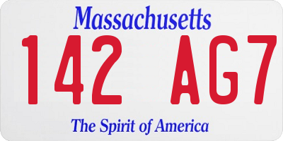 MA license plate 142AG7