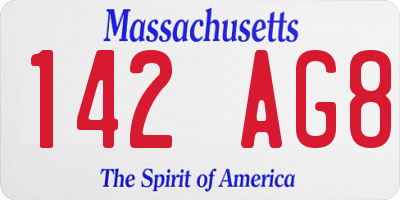 MA license plate 142AG8