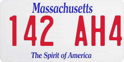 MA license plate 142AH4