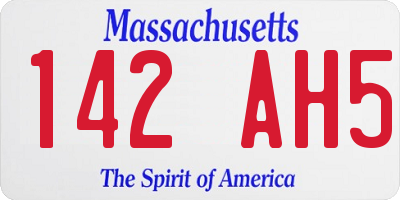 MA license plate 142AH5