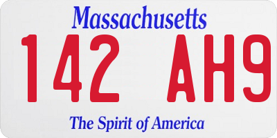 MA license plate 142AH9