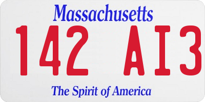 MA license plate 142AI3