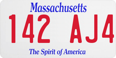 MA license plate 142AJ4