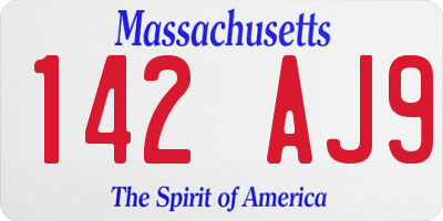 MA license plate 142AJ9