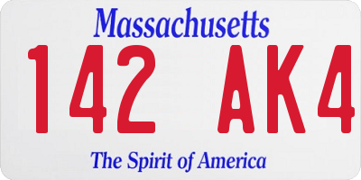 MA license plate 142AK4
