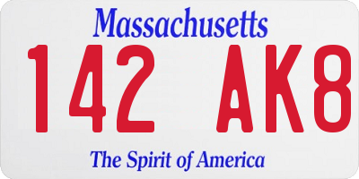 MA license plate 142AK8