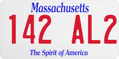 MA license plate 142AL2