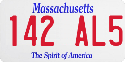 MA license plate 142AL5