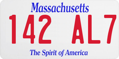 MA license plate 142AL7