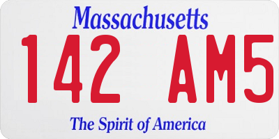 MA license plate 142AM5