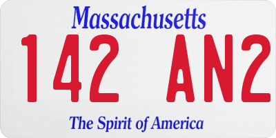 MA license plate 142AN2
