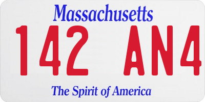 MA license plate 142AN4
