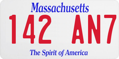 MA license plate 142AN7