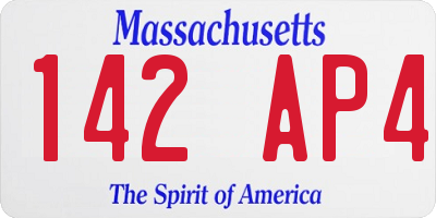MA license plate 142AP4