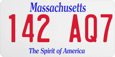 MA license plate 142AQ7