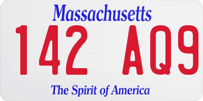 MA license plate 142AQ9