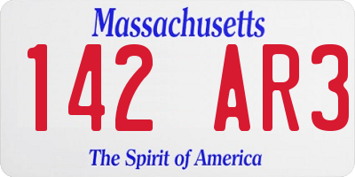 MA license plate 142AR3