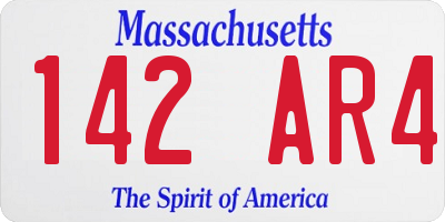 MA license plate 142AR4