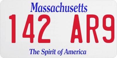 MA license plate 142AR9