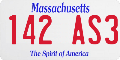 MA license plate 142AS3