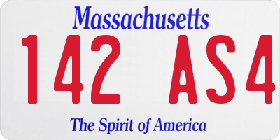 MA license plate 142AS4