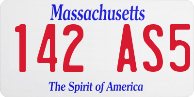 MA license plate 142AS5
