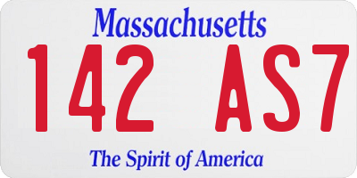 MA license plate 142AS7