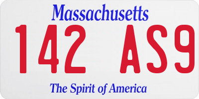 MA license plate 142AS9