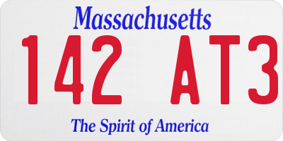 MA license plate 142AT3