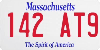 MA license plate 142AT9