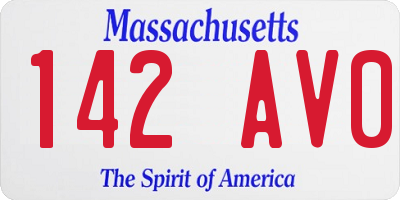 MA license plate 142AV0