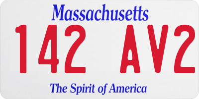 MA license plate 142AV2