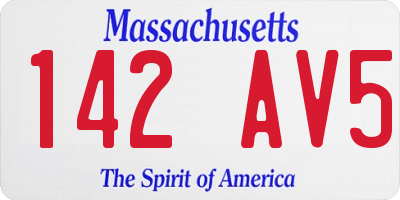 MA license plate 142AV5