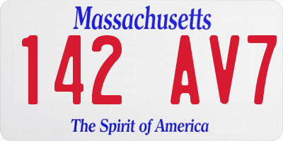 MA license plate 142AV7