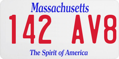 MA license plate 142AV8