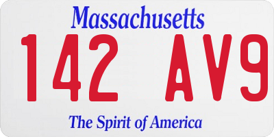 MA license plate 142AV9