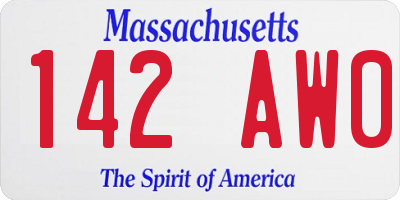 MA license plate 142AW0