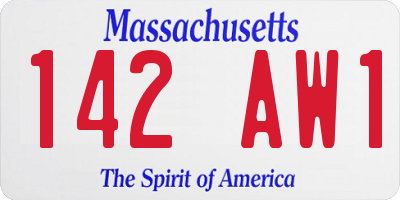 MA license plate 142AW1