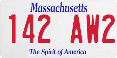 MA license plate 142AW2