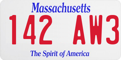 MA license plate 142AW3
