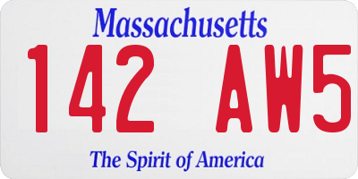 MA license plate 142AW5