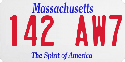 MA license plate 142AW7