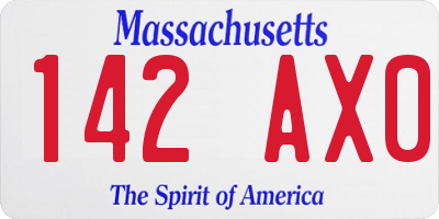 MA license plate 142AX0