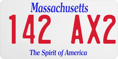 MA license plate 142AX2