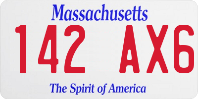 MA license plate 142AX6